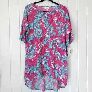 New Lularoe Irma Tunic Top Large Rose Pink Purple Turquoise White NWT